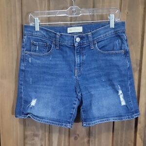 Blue Distressed Denim Shorts